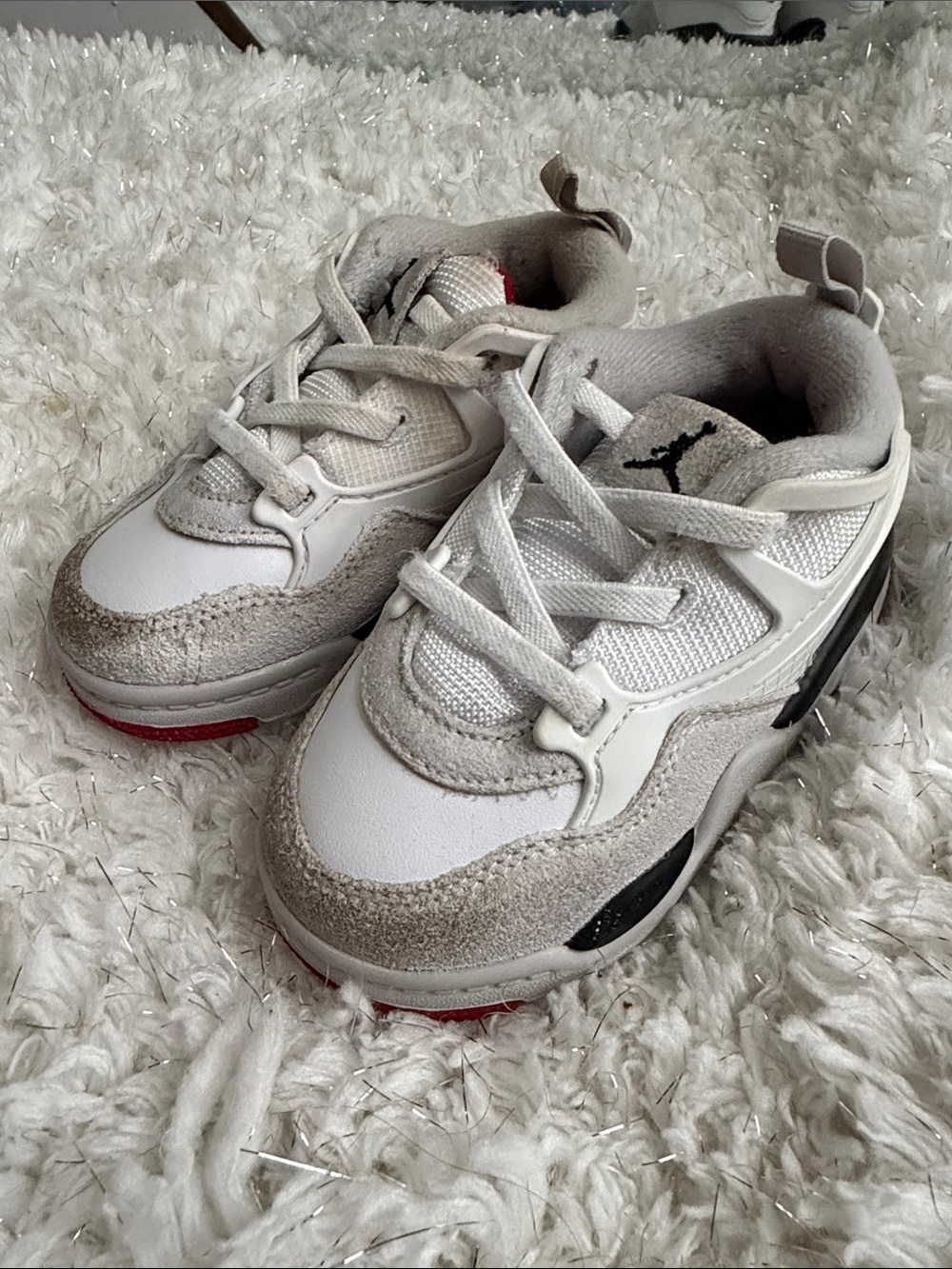 Jordan Kids White, Light Gray and Black Sneaker - Classic Court Style